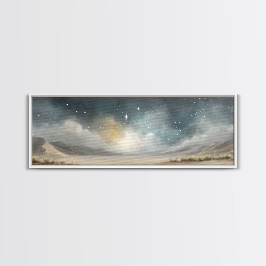 Sacred Star Rising | Framed Canvas Print | Christian Wall Art | Christmas Art | Panoramic Frame | Christian Art Print | Christian Gift Idea