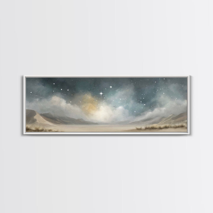 Sacred Star Rising | Framed Canvas Print | Christian Wall Art | Christmas Art | Panoramic Frame | Christian Art Print | Christian Gift Idea