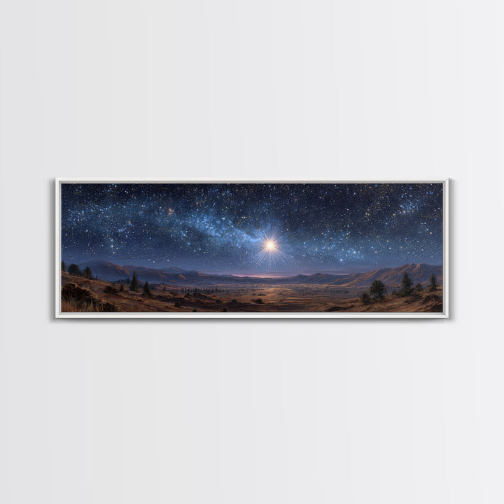 Heavenly Starland – Framed Canvas Print – Panoramic Painting – Christian Wall Art – Christian Christmas Art – Christian Art Canvas – Christ