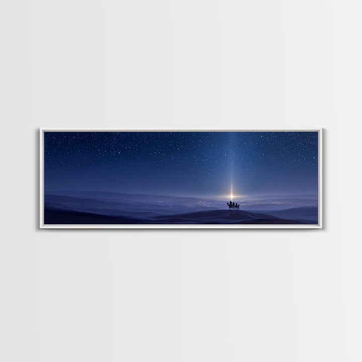 The Guiding Star, Framed Canvas Print, Christian Wall Art, Panoramic Art, Christian Art Canvas, Christmas Art, Jesus Painting, Bible Art
