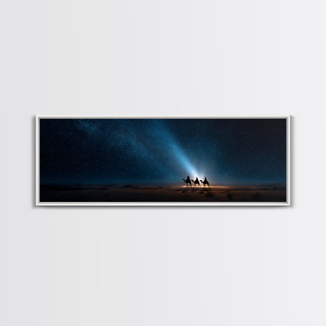 Bethlehem Night Journey | Framed Canvas Print | Christian Wall Art | Panoramic Wall Art | Christmas Art | Christian Art Canvas | Jesus Pain