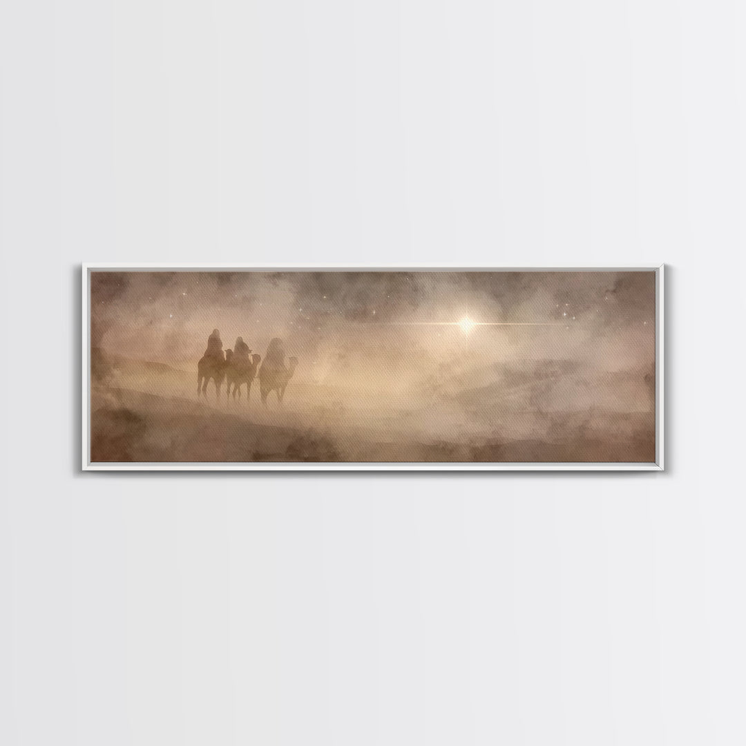 Radiant Dawn Path | Framed Canvas Print | Christian Art Canvas | Panoramic Painting | Christian Wall Art | Christmas Art | Jesus Painting |