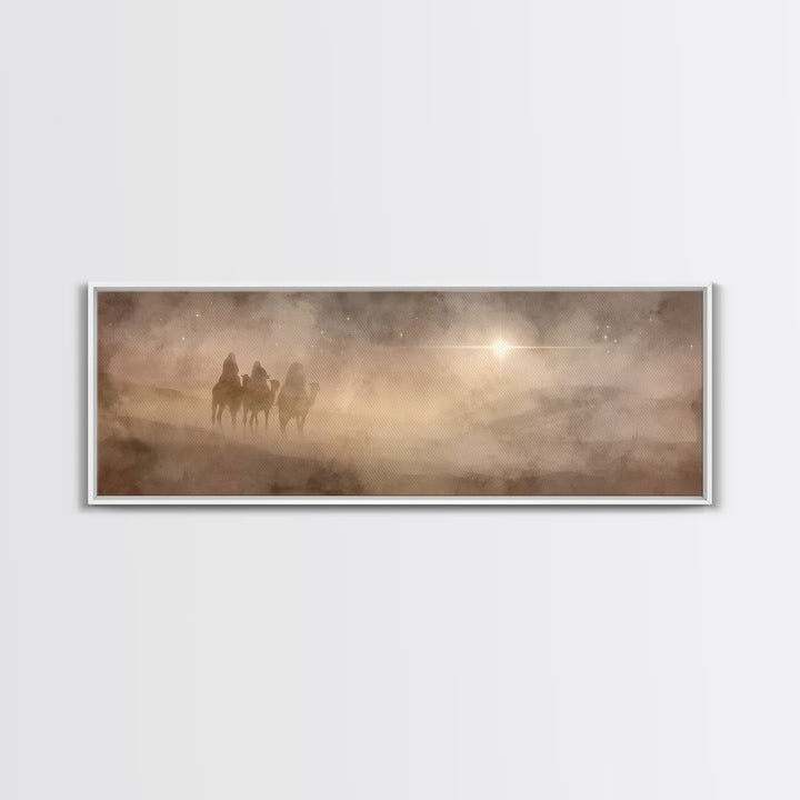 Radiant Dawn Path | Framed Canvas Print | Christian Art Canvas | Panoramic Painting | Christian Wall Art | Christmas Art | Jesus Painting |