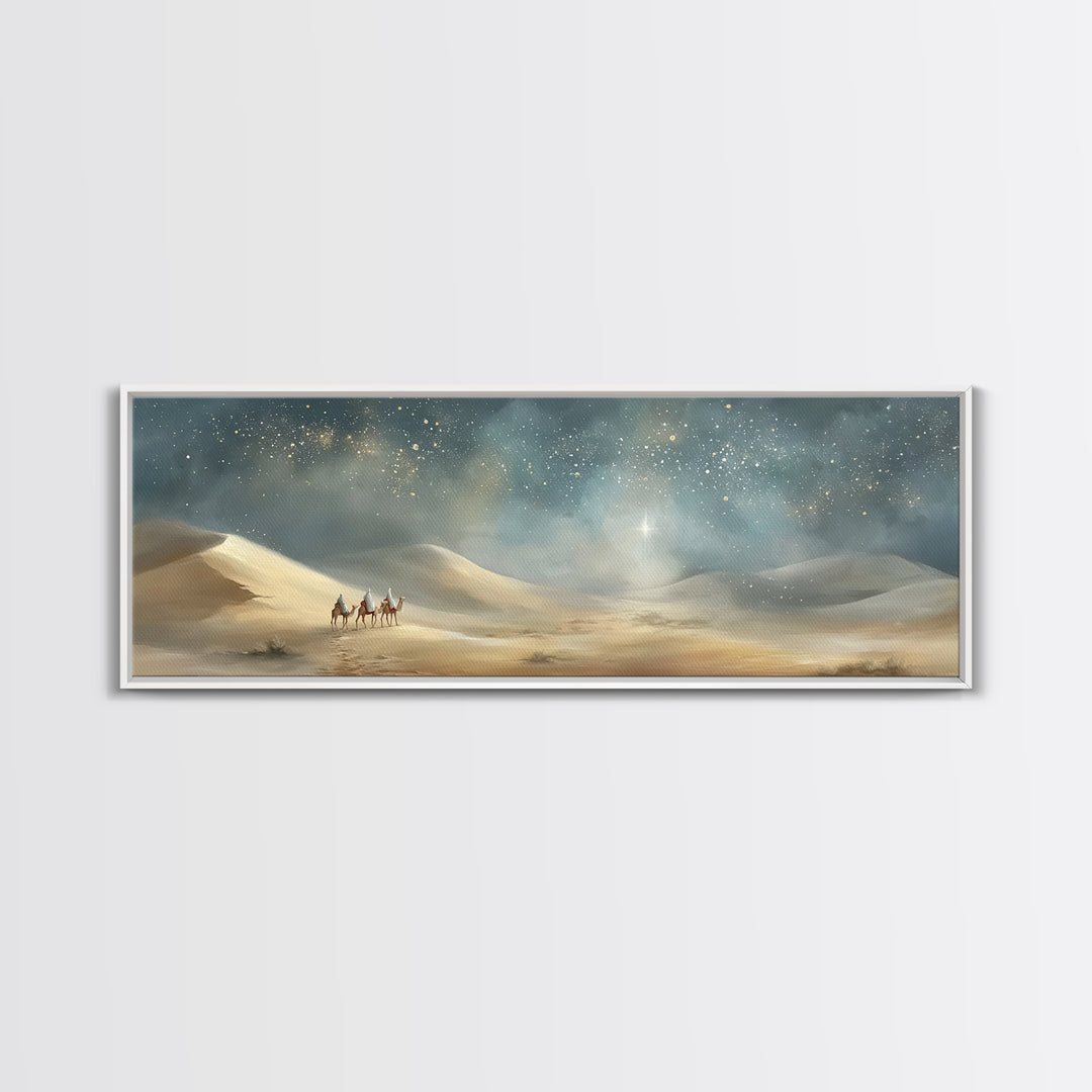 Desert Light Voyage – Framed Canvas Print – Christian Art Canvas – Panoramic Print – Christian Wall Art – Christmas Art – Jesus Painting –