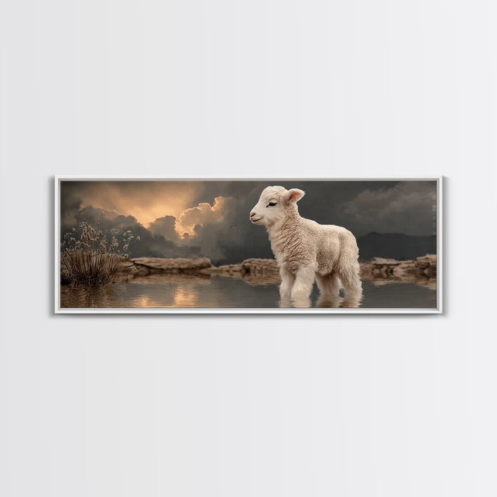 Lamb Of Dawn – Framed Canvas Print – Panoramic Print – Christian Wall Art – Christian Art Canvas – Christian Art – Christian Gift – Christi