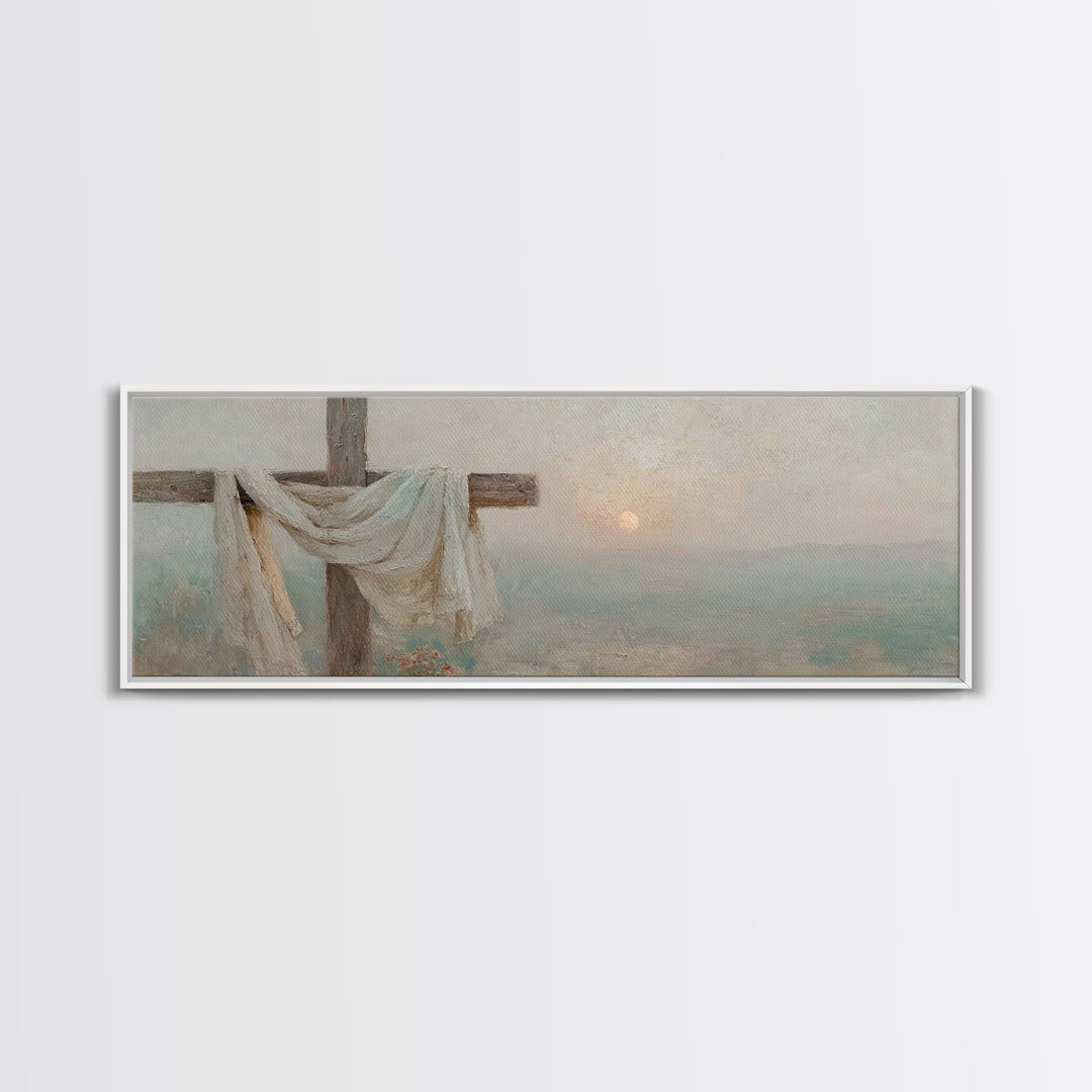 Risen Hope Cross, Framed Canvas Print, Panoramic Art, Christian Wall Art, Christian Art Canvas, Christian Art, Christian Gift, Christian Pa