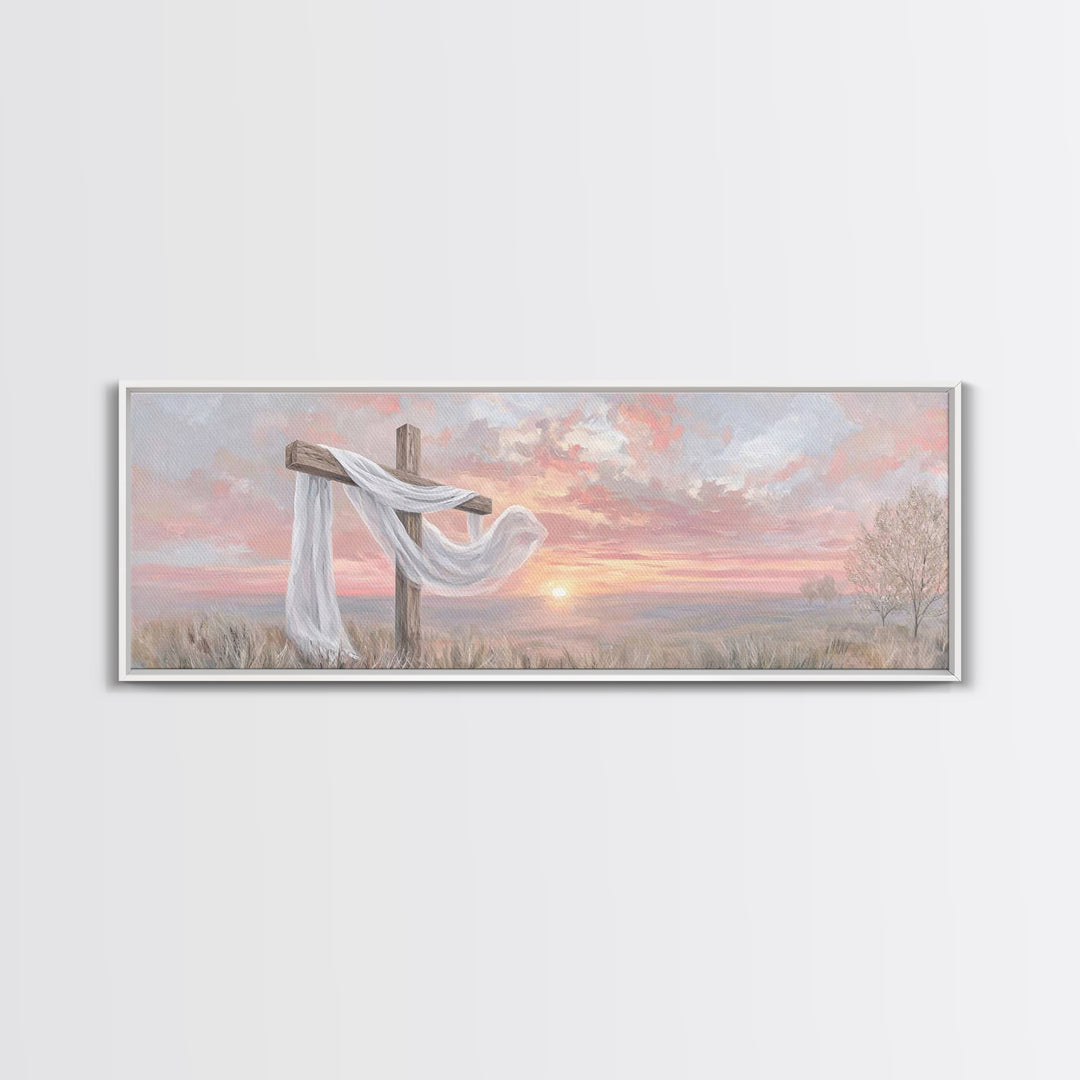 Easter Dawn Promise | Framed Canvas Print | Panoramic Print | Christian Art | Christian Art Canvas | Christian Wall Art | Christian Gift |