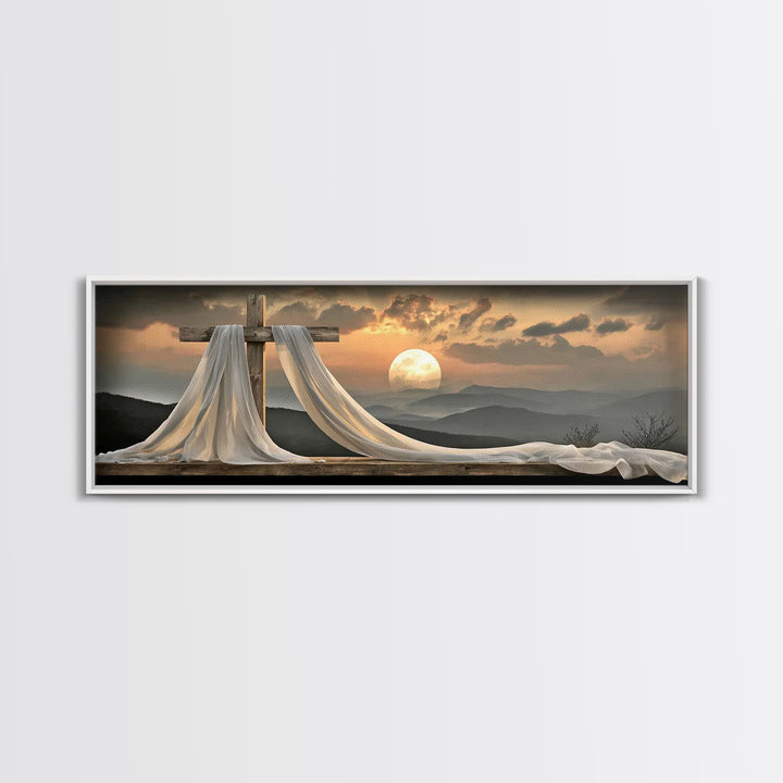 Heaven’s Crosslight, Framed Canvas Print, Panoramic Frame, Christian Art Canvas, Christian Art, Christian Wall Art, Christian Gift, Christi