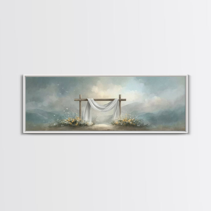 Dawn Of Mercy – Framed Canvas Print – Panoramic Wall Art – Christian Wall Art – Christian Art Canvas – Jesus Painting – Christian Decor