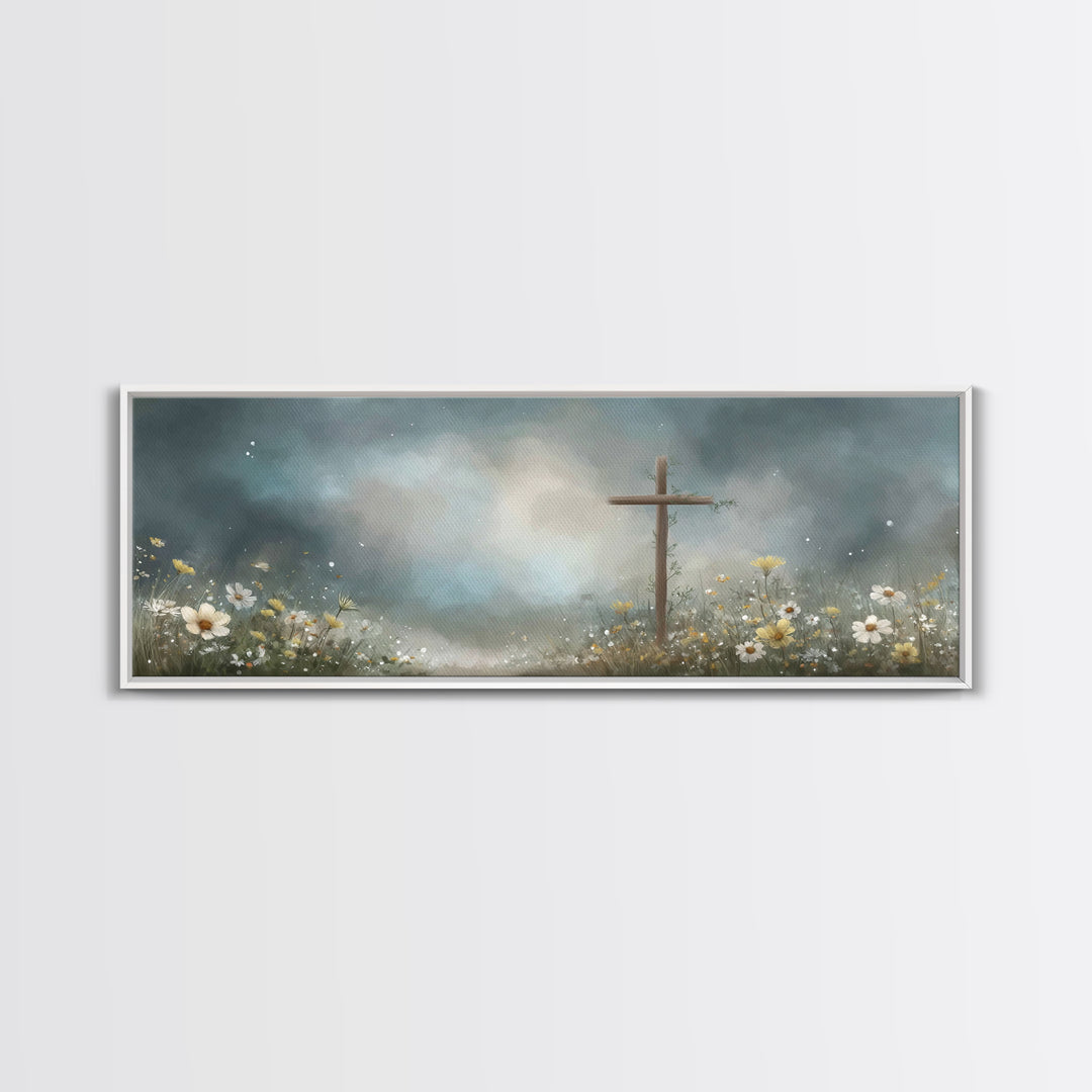 Stormlight Hope, Framed Canvas Print, Panoramic Painting, Moody Christian Art, Christian Art Work, Christian Canvas Art, Jesus Painting