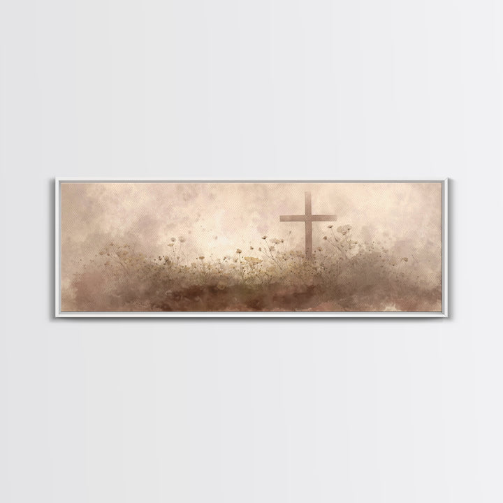 Morning Of Stillness – Framed Canvas Print – Panoramic Frame – Christian Art Canvas – Subtle Christian Paintings – Christian Decor – Jesus