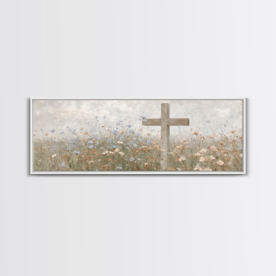 Gentle Faith Field, Framed Canvas Print, Panoramic Wall Art, Christian Art Canvas, Minimalist Christian Art, Christian Decoration, Large Ch