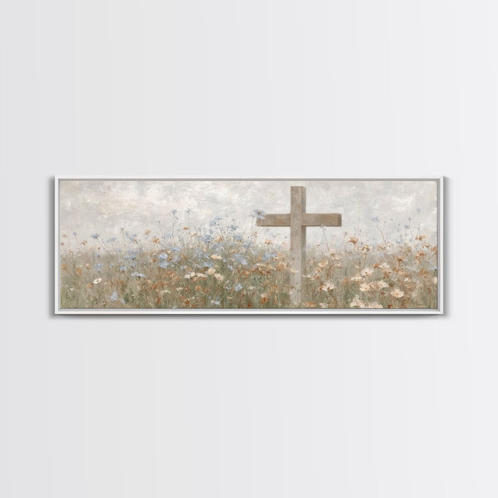 Gentle Faith Field, Framed Canvas Print, Panoramic Wall Art, Christian Art Canvas, Minimalist Christian Art, Christian Decoration, Large Ch