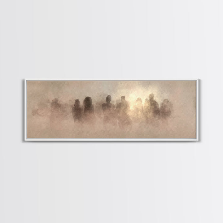 Clouds Of Witnesses | Framed Canvas Print | Panoramic Painting | Christian Art Print | Subtle Christian Art | Christian Wall Art | Vintage