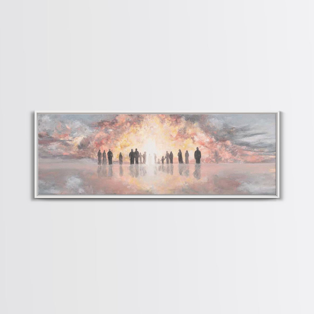 Glory At Dawn – Framed Canvas Print – Panoramic Frame – Christian Art Canvas – Modern Christian Painting – Christian Christmas Art – Christ
