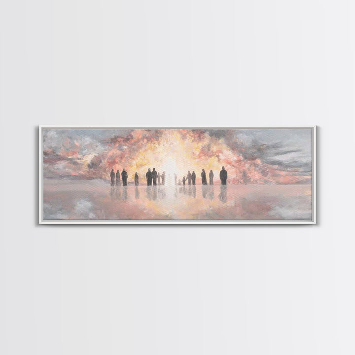 Glory At Dawn – Framed Canvas Print – Panoramic Frame – Christian Art Canvas – Modern Christian Painting – Christian Christmas Art – Christ