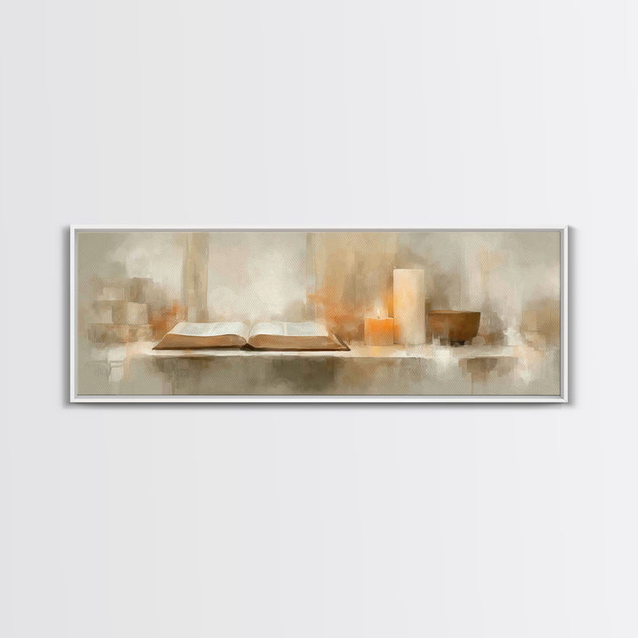 Holy Word Glow, Framed Canvas Print, Panoramic Frame, Minimalist Christian Art, Christian Art Prints, Christian Wall Art, Christian Decorat