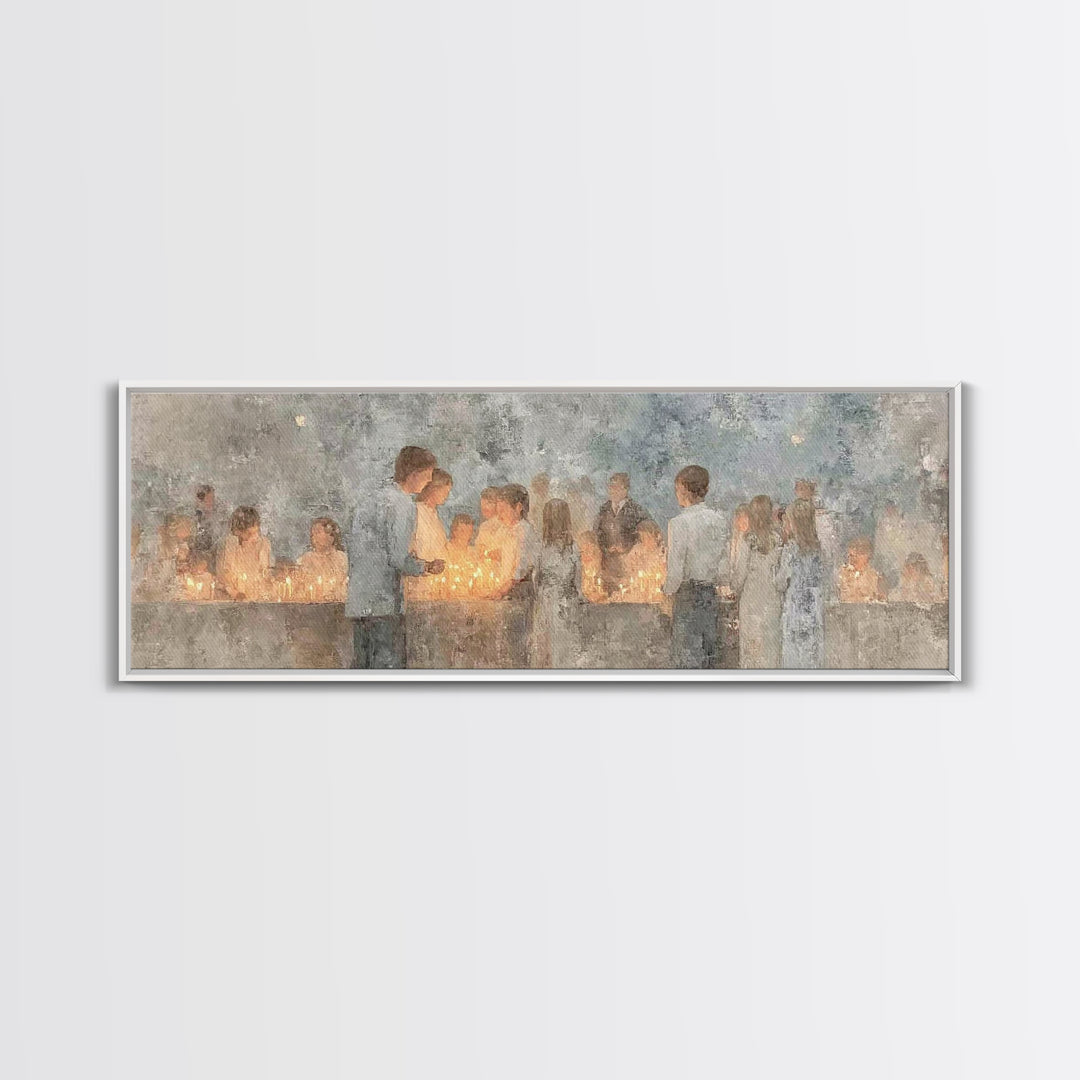 Children Of The Light, Framed Canvas Print, Christian Wall Art, Panoramic Painting, Christian Art Canvas, Christmas Art, Christian Gift