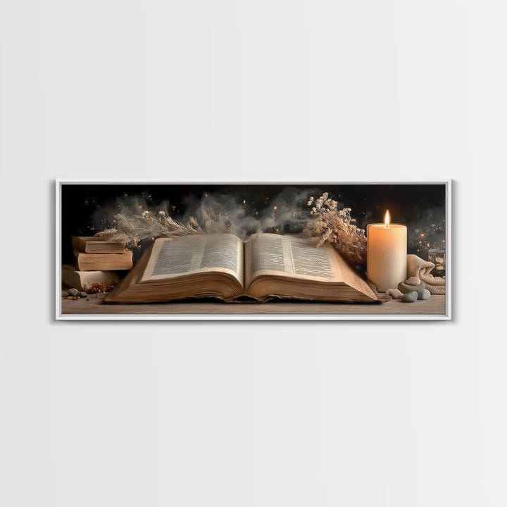 Night Watch Bible – Framed Canvas Print – Panoramic Print – Christian Art Work – Christian Wall Art – Modern Christian Art – Christian Gift
