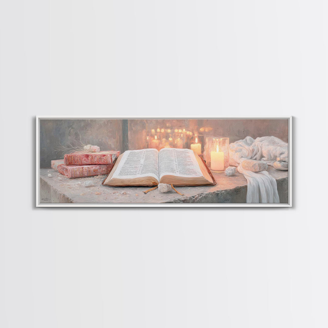 The Sacred Word – Framed Canvas Print – Christian Wall Art – Christian Art Canvas – Panoramic Art – Christmas Art – Christian Decor
