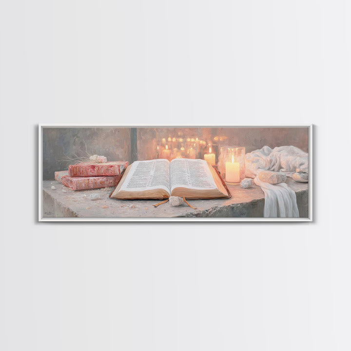 The Sacred Word – Framed Canvas Print – Christian Wall Art – Christian Art Canvas – Panoramic Art – Christmas Art – Christian Decor