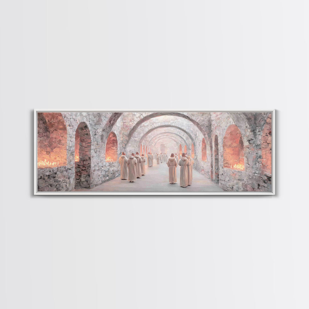Quiet Reverence | Framed Canvas Print | Christian Art Canvas | Panoramic Painting | Christian Wall Art | Christmas Art | Christian Decor