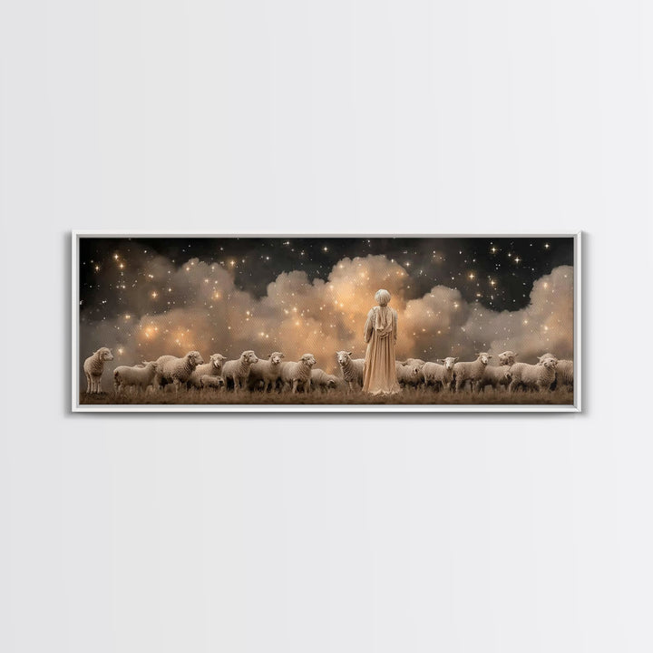 Shepherd’s Wonder – Framed Canvas Print – Christian Christmas Art – Panoramic Wall Art – Christian Art Canvas – Jesus Art Print – Christmas