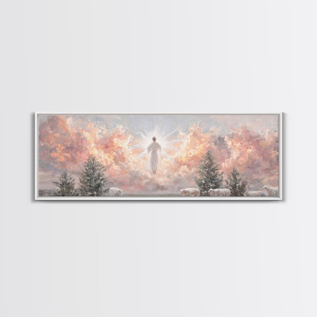 Risen In Glory – Framed Canvas Print – Panoramic Art – Christian Wall Art – Jesus Painting – Christian Art Canvas – Christian Christmas Art