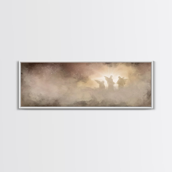 Heavenly Radiance | Framed Canvas Print | Panoramic Wall Art | Christian Art Canvas | Christmas Art | Christian Painting | Christian Decora