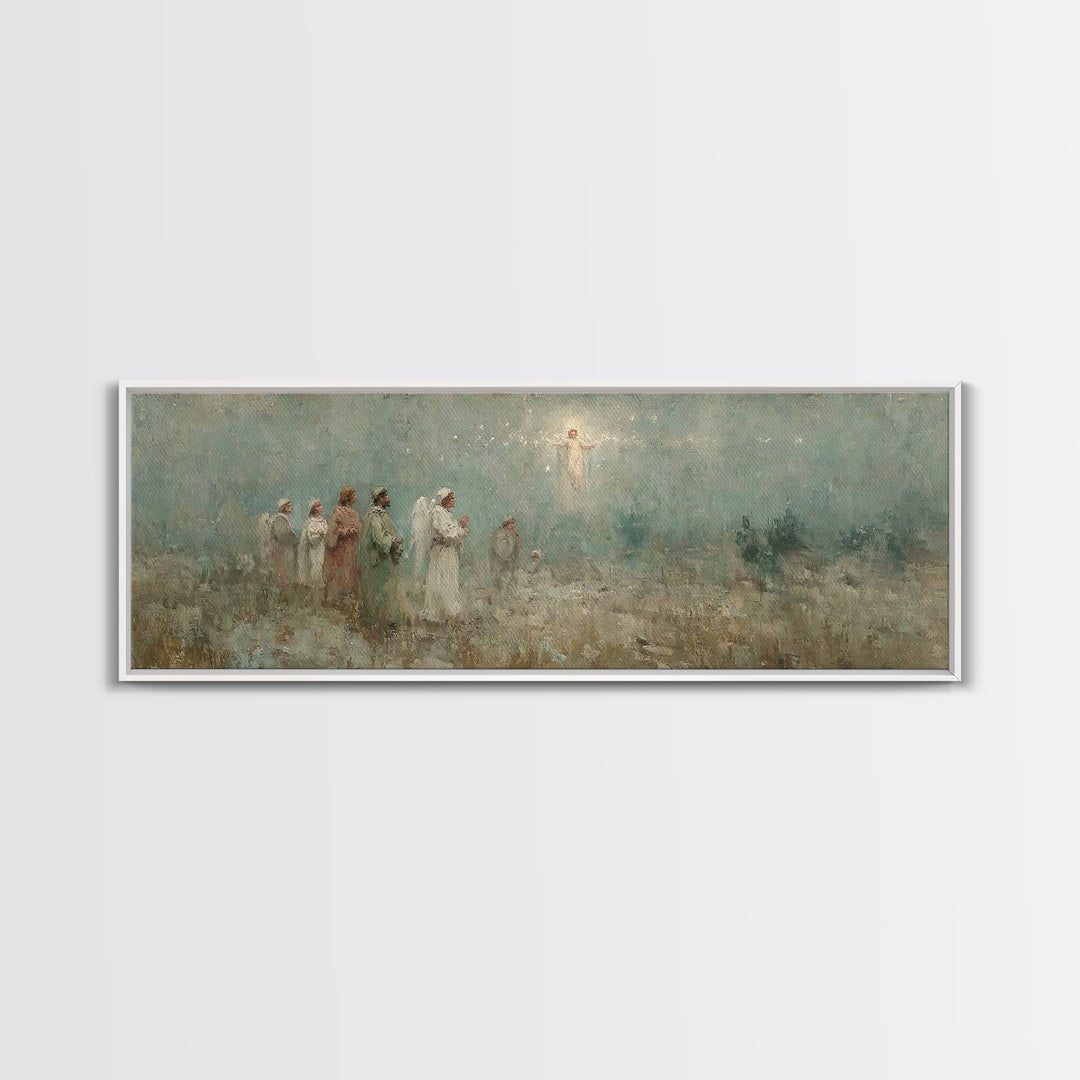 Angelic Herald, Framed Canvas Print, Panoramic Painting, Christian Art Canvas, Christian Wall Art, Christian Christmas Art, Jesus Art Print
