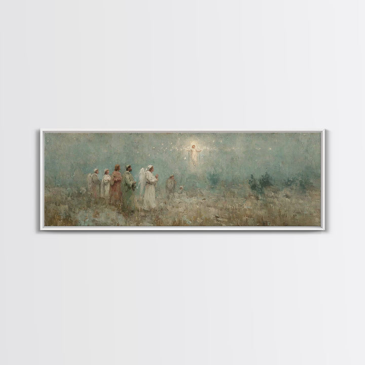 Angelic Herald, Framed Canvas Print, Panoramic Painting, Christian Art Canvas, Christian Wall Art, Christian Christmas Art, Jesus Art Print