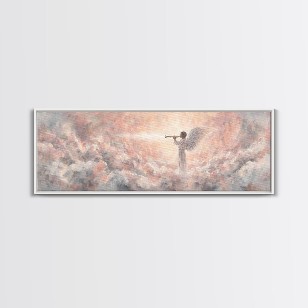 Heavenly Herald, Framed Canvas Print, Christian Wall Art, Christian Art Canvas, Panoramic Art, Christian Painting, Christmas Art