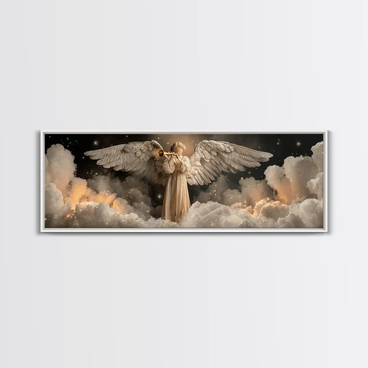 Trumpet Of Dawn – Framed Canvas Print – Christian Art – Christian Christmas Art – Panoramic Painting – Christian Wall Art – Christian Gift