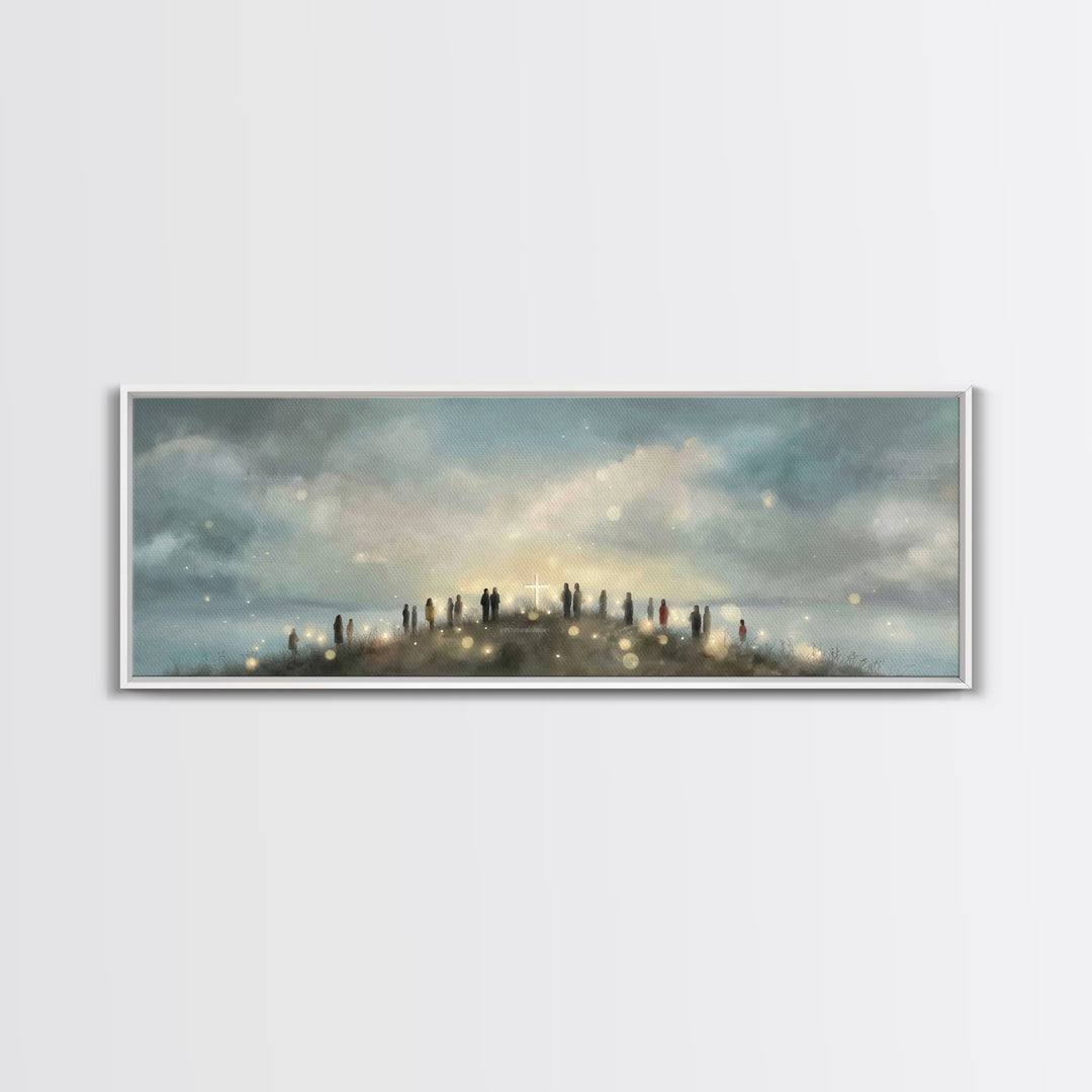 Cloudborne Messenger, Framed Canvas Print, Christian Art Print, Panoramic Frame, Christian Wall Art, Christian Painting, Christmas Art