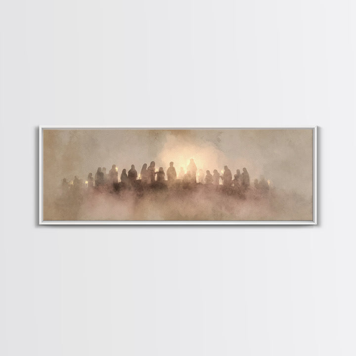 Gathered In Light – Framed Canvas Print – Christian Wall Art – Panoramic Art – Christian Christmas Art – Christian Canvas – Christian Gift