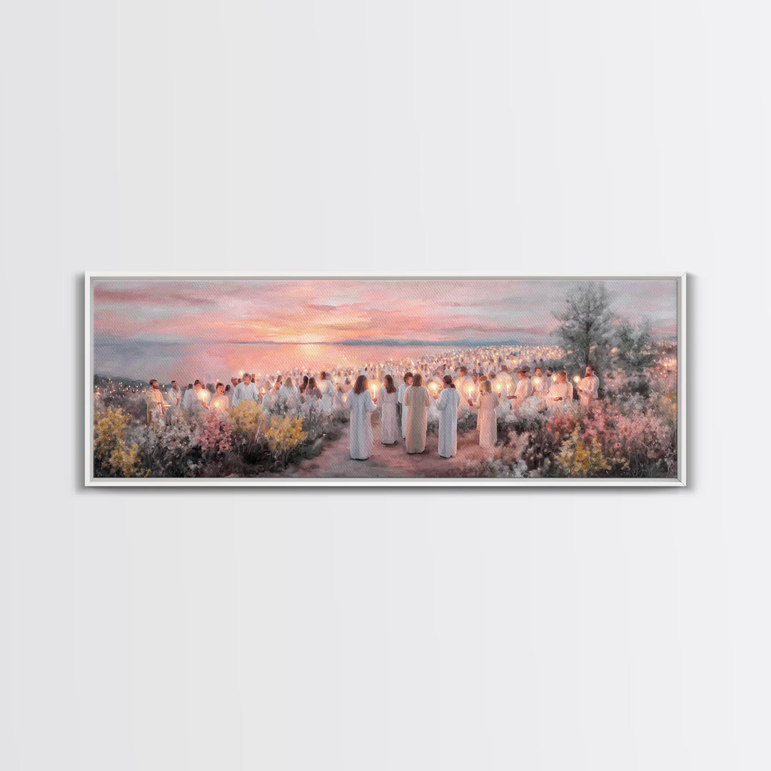 Evening Vigil, Framed Canvas Print, Christian Art Canvas, Panoramic Painting, Christmas Art, Christian Painting, Christian Wall Art