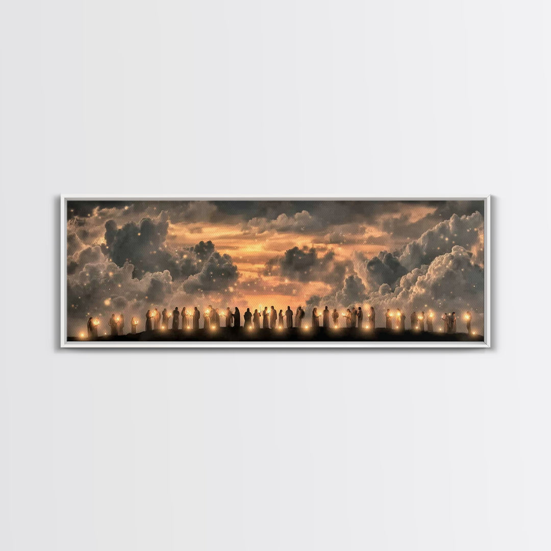 Hillside Communion – Framed Canvas Print – Christian Art – Panoramic Wall Art – Christian Christmas Art – Christian Canvas – Christian Artw