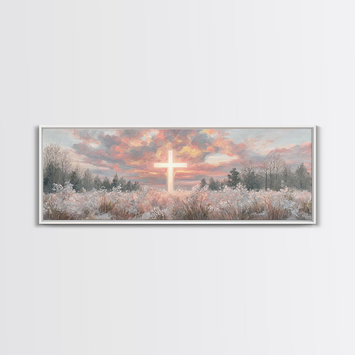 Dawn Of Mercy – Framed Canvas Print – Panoramic Wall Art – Christian Wall Art – Christian Art Canvas – Jesus Painting – Christmas Art