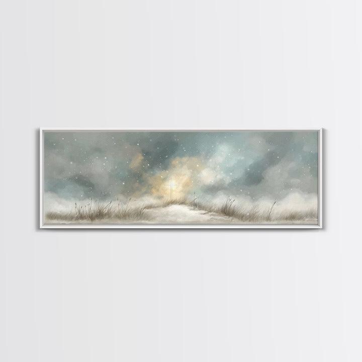 Heavenly Snow Path | Framed Canvas Print | Panoramic Painting | Christian Art | Christian Art Canvas | Jesus Painting | Christmas Art