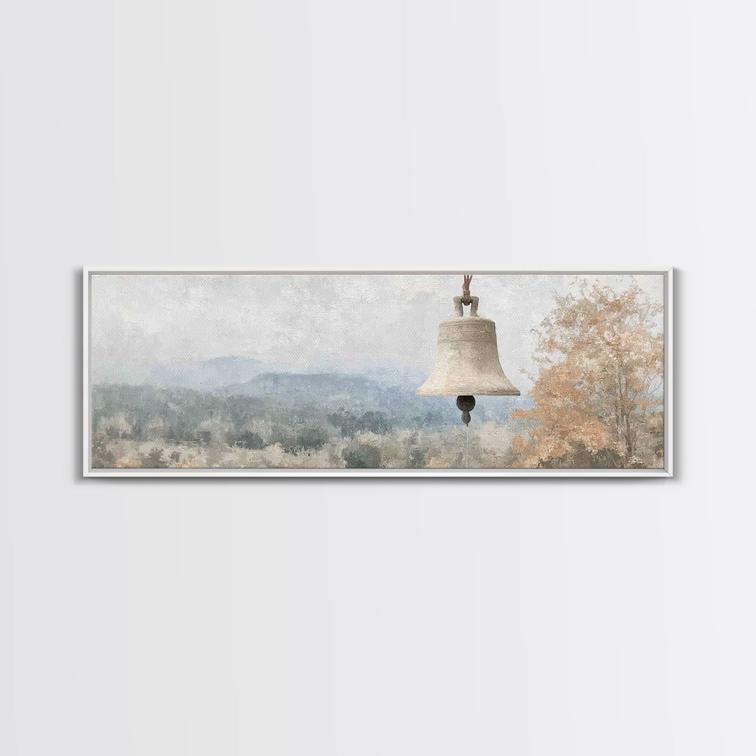 Silent Bell Echoes, Framed Canvas Print, Christian Art Canvas, Panoramic Painting, Christian Wall Art, Christian Painting, Christmas Art, v