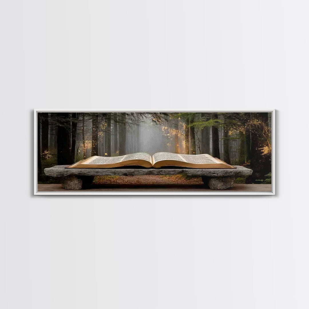 Scripture In Light - Framed Canvas Print - Christian Art - Panoramic Frame - Christian Wall Art - Christian Art Canvas - Christian Painting