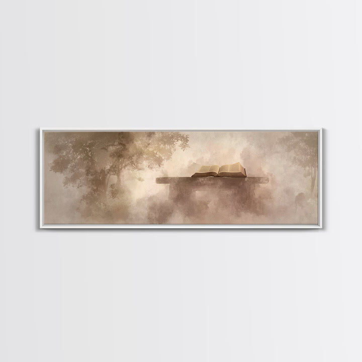 Holy Forest Pages | Framed Canvas Print | Panoramic Art | Christian Art Canvas | Christian Painting | Christian Wall Art | Christmas Art