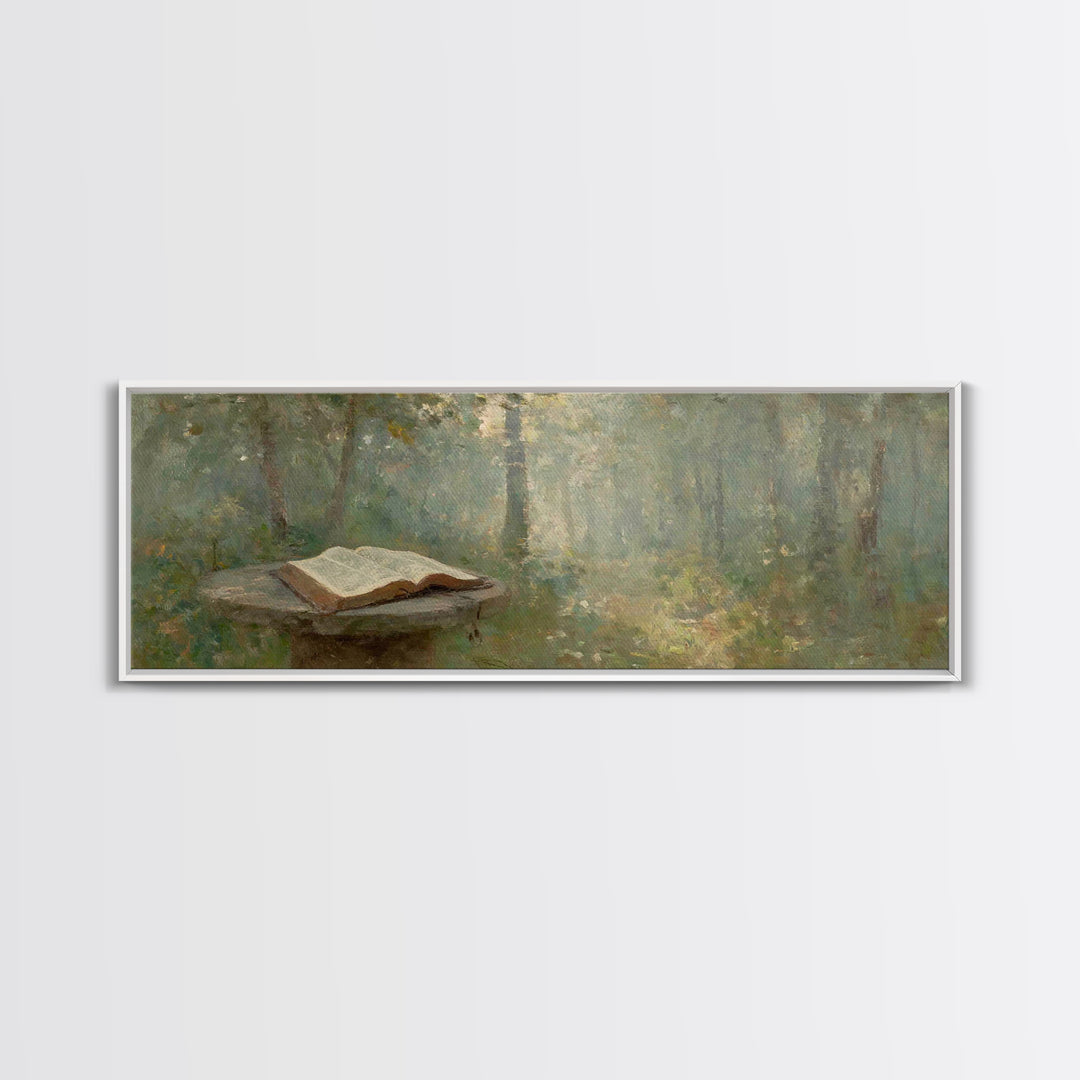 Mystic Bible Dawn | Framed Canvas Print | Panoramic Frame | Christian Wall Art | Christian Painting | Christian Art Canvas | Christmas Art