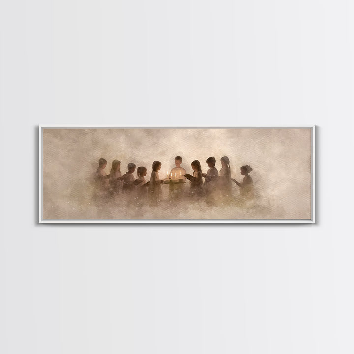 Candle Choir Blessing | Framed Canvas Print | Panoramic Wall Art | Christian Art Canvas | Christian Painting | Christmas Art | Christian Wa