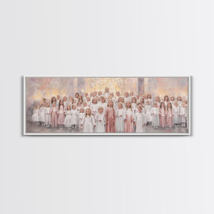 Gathered In Grace – Framed Canvas Print – Panoramic Painting – Christian Art Canvas – Christian Wall Art – Christmas Art – Christian Painti