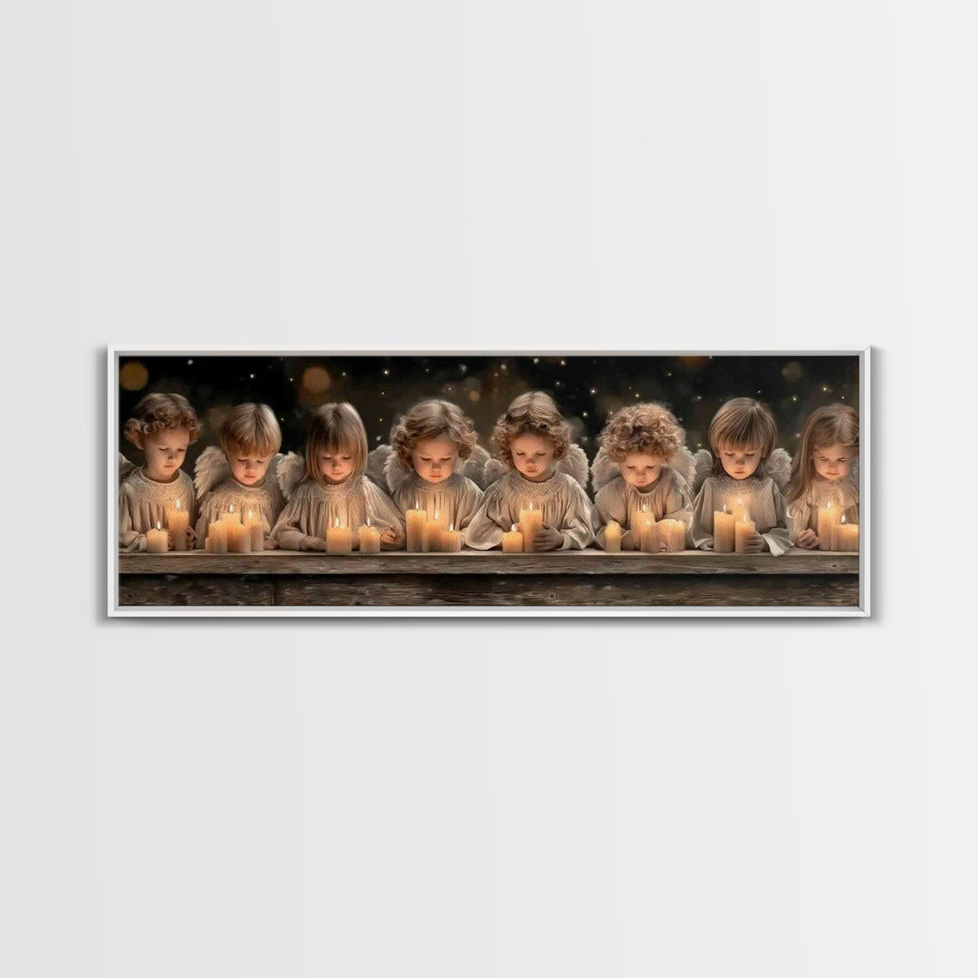 Heaven’s Little Lights | Framed Canvas Print | Panoramic Print | Christian Art Canvas | Christian Wall Art | Christian Painting | Christmas