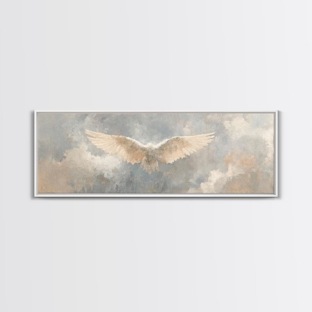 Wings Of Heaven – Framed Canvas Print – Panoramic Art – Christian Art Canvas – Christian Wall Art – subtle Christian art – Christian Painti