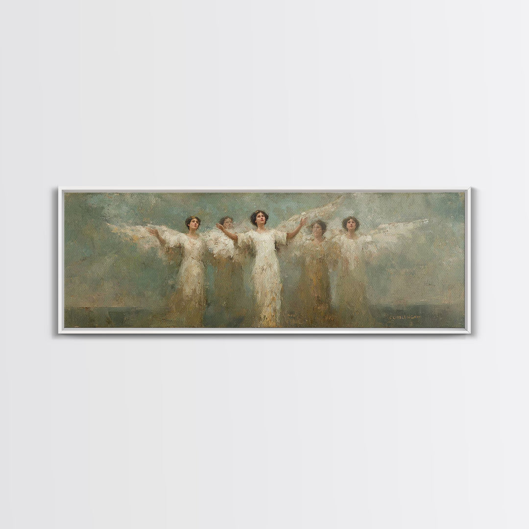 Heavenly Host Arise, Framed Canvas Print, Panoramic Frame, Christian Art Canvas, Christian Painting, Christian Wall Art, Christmas Art, vin
