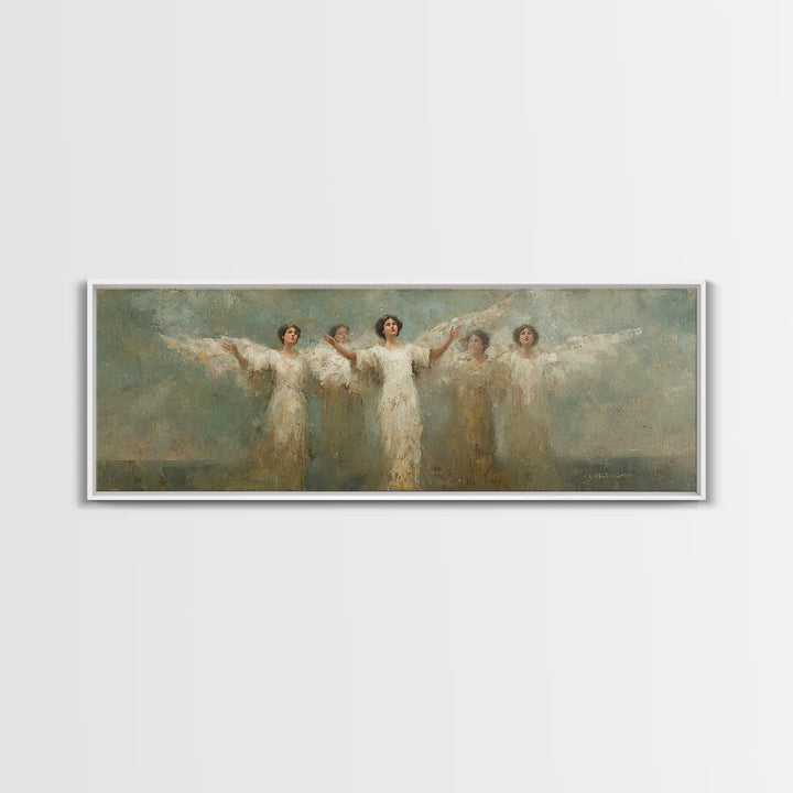 Heavenly Host Arise, Framed Canvas Print, Panoramic Frame, Christian Art Canvas, Christian Painting, Christian Wall Art, Christmas Art, vin