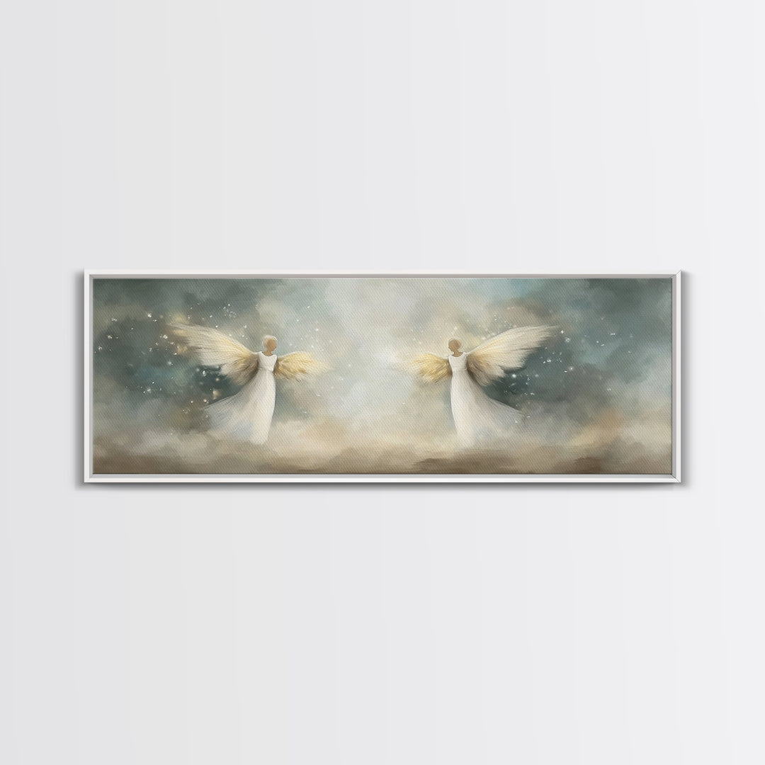 Glory Among Clouds | Framed Canvas Print | Christian Wall Art | Panoramic Art | Christian Art Canvas | Christmas Art | Modern Christian Art